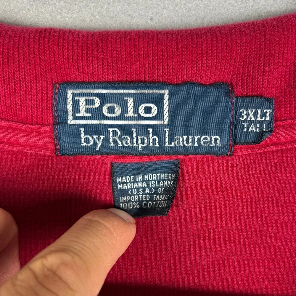 Vintage Polo Ralph Lauren Quarter-Zip Pullover Sweater 3XLT Red Cotton Tall
